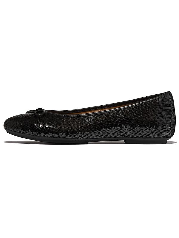 FitFlop Women's DELICATO Bow Sequin Ballet Flats - Black Image 1