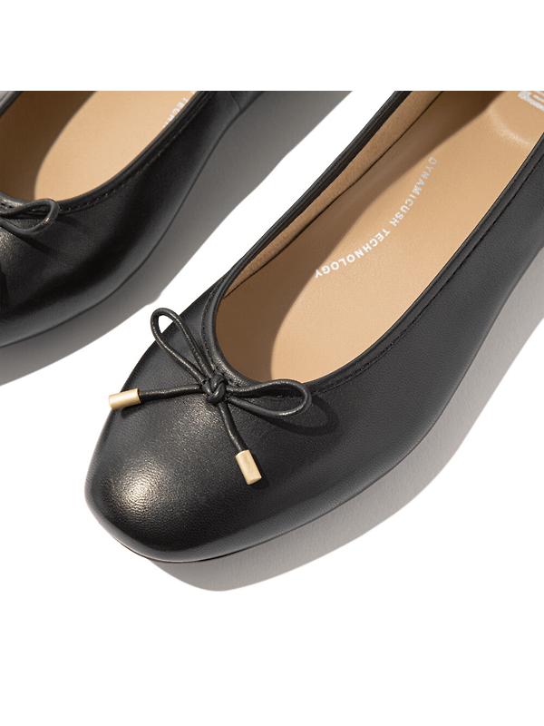FitFlop Women's DELICATO Bow Soft Leather Ballet Flats - Black Image 4