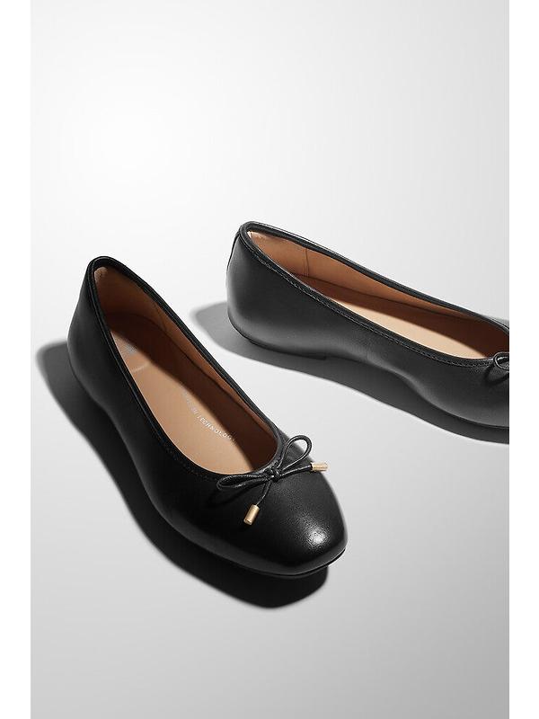 FitFlop Women's DELICATO Bow Soft Leather Ballet Flats - Black Image 7