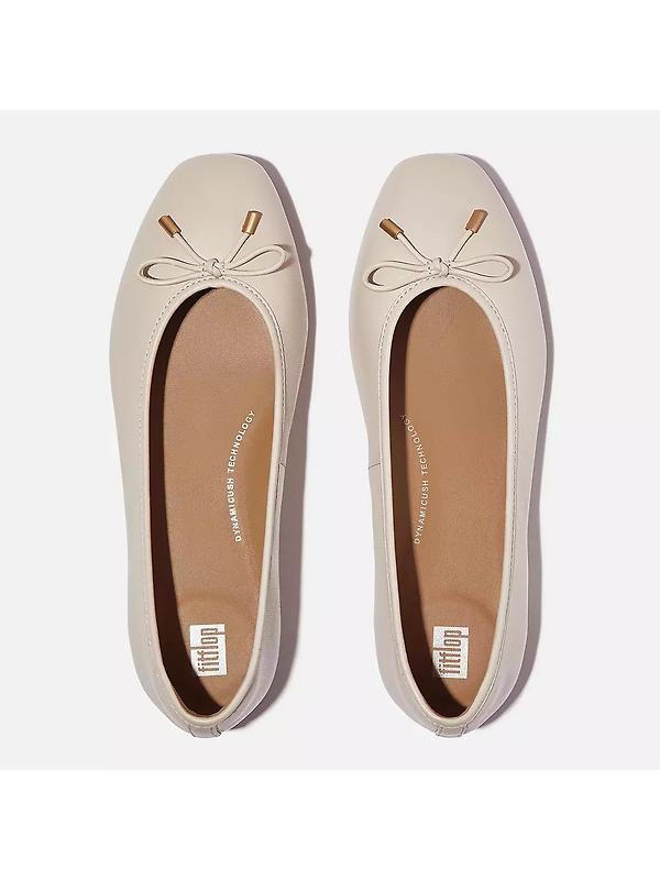 FitFlop Women's DELICATO Bow Soft Leather Ballerina Flats - Paris Beige Image 3