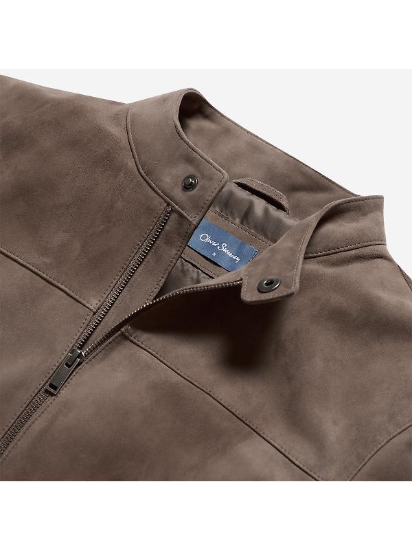 Oliver Sweeney Men's Dimson Kid Suede Biker Jacket - Truffle Image 5