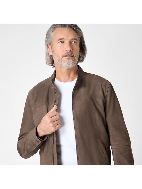 Oliver Sweeney Men's Dimson Kid Suede Biker Jacket - Truffle Image 2