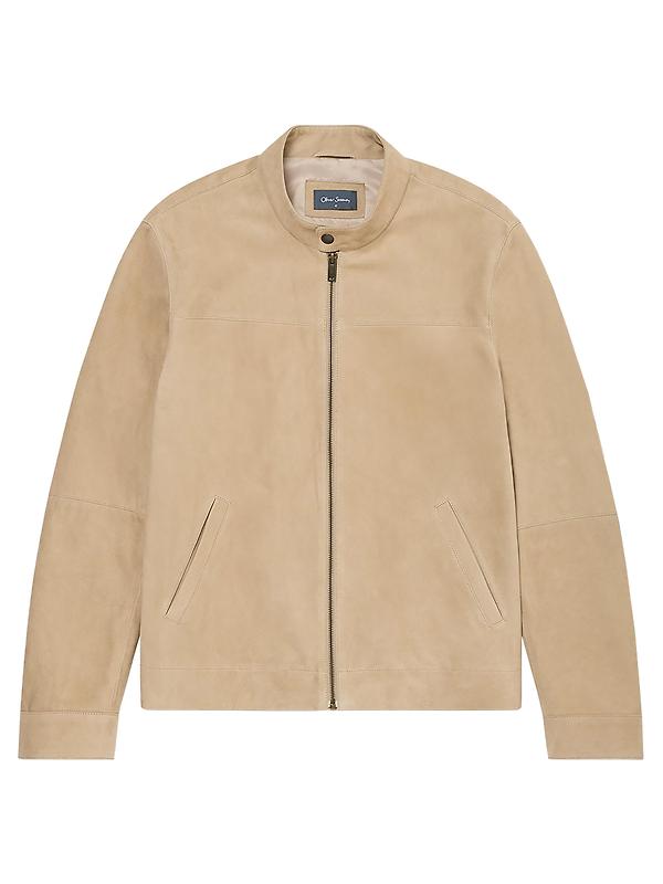 Oliver Sweeney Men's Dimson Suede Biker Jacket - Sand Image 1