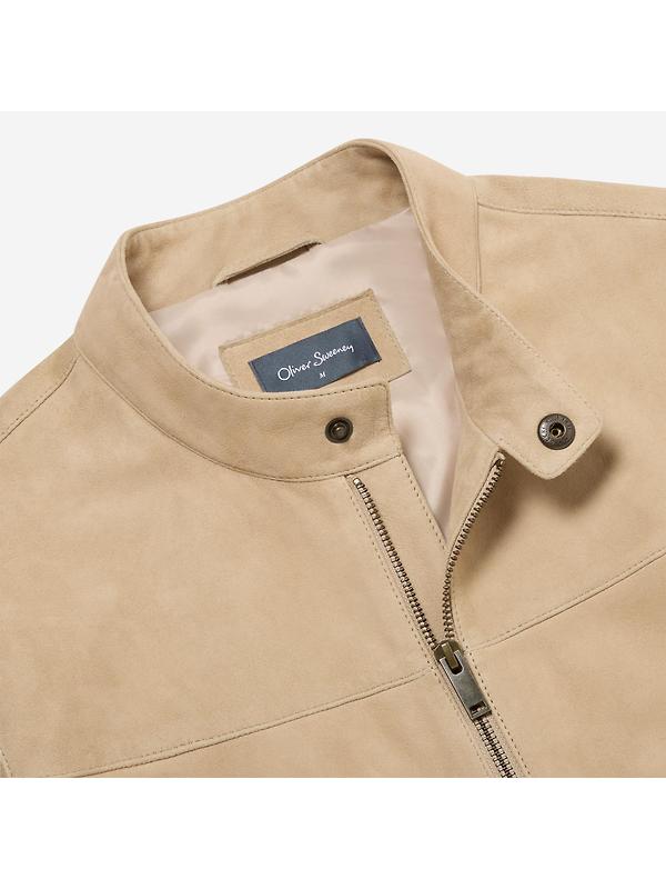 Oliver Sweeney Men's Dimson Suede Biker Jacket - Sand Image 8