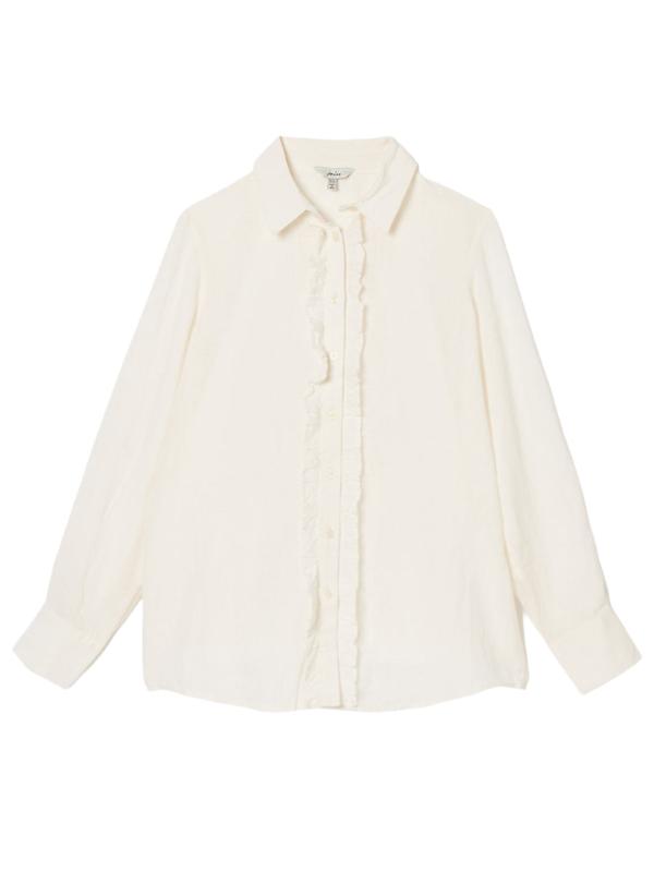 Joules Women's Selene Linen Ruffle Shirt - White Product Image