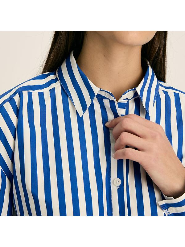 Joules Women's Amilla Longline Relaxed Fit Shirt - Blue/White Image 4