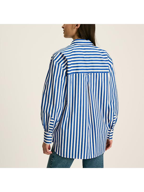 Joules Women's Amilla Longline Relaxed Fit Shirt - Blue/White Image 2