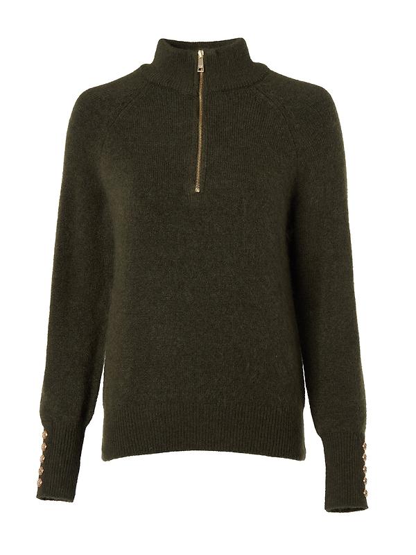 Holland Cooper Women's Tori Quarter Zip Knit - Forest Green Product Image