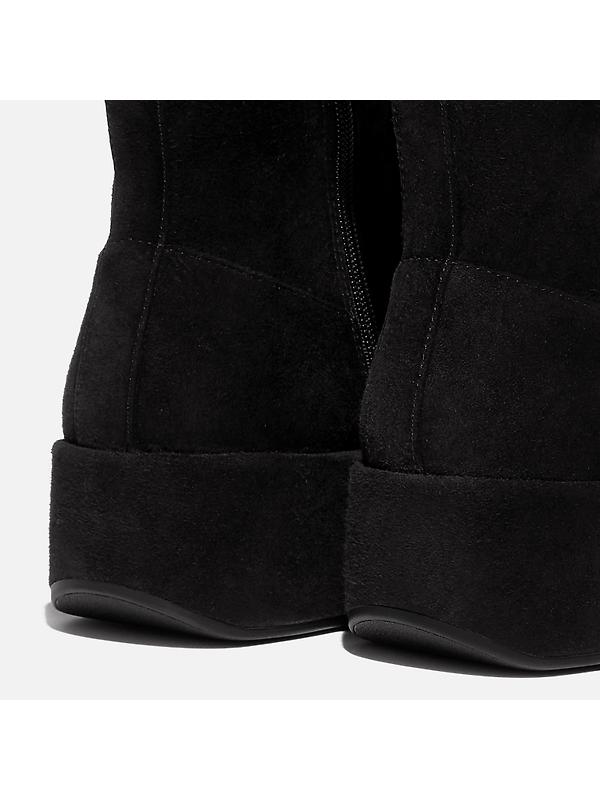 FitFlop Women's F-LUMA Stretch Suede Demi-Wedge Mid-Calf Boots - All Black Image 3