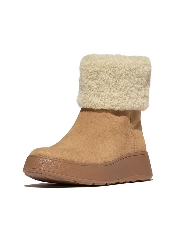 FitFlop Women's F-MODE Shearling-Collar Zip-Up Suede Ankle Boots - Desert Tan Image 3