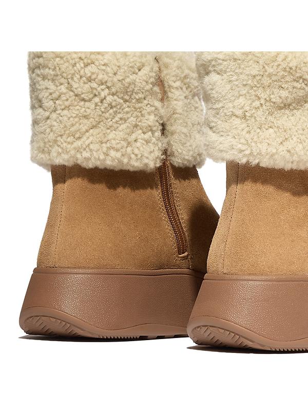 FitFlop Women's F-MODE Shearling-Collar Zip-Up Suede Ankle Boots - Desert Tan Image 6