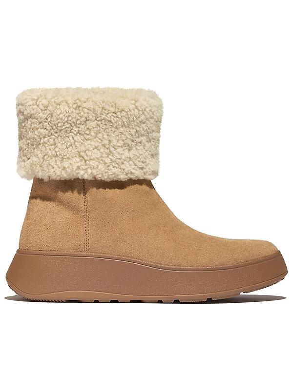 FitFlop Women's F-MODE Shearling-Collar Zip-Up Suede Ankle Boots - Desert Tan Image 1