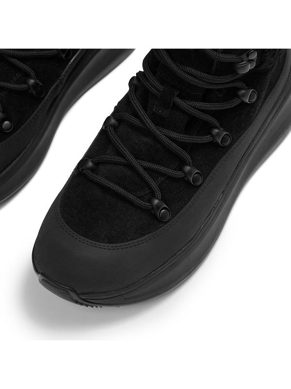 FitFlop Women's F-MODE Teddy-Collar Warm Suede Lace-Up Booties - All Black Image 2