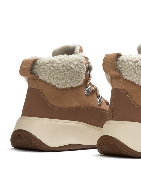 FitFlop Women's F-MODE Teddy-Collar Warm Suede Lace-Up Booties - Desert Tan Image 6