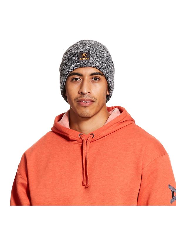 Ariat Men's Rebar Watch Cap Beanie - Black/White Heather Product Image
