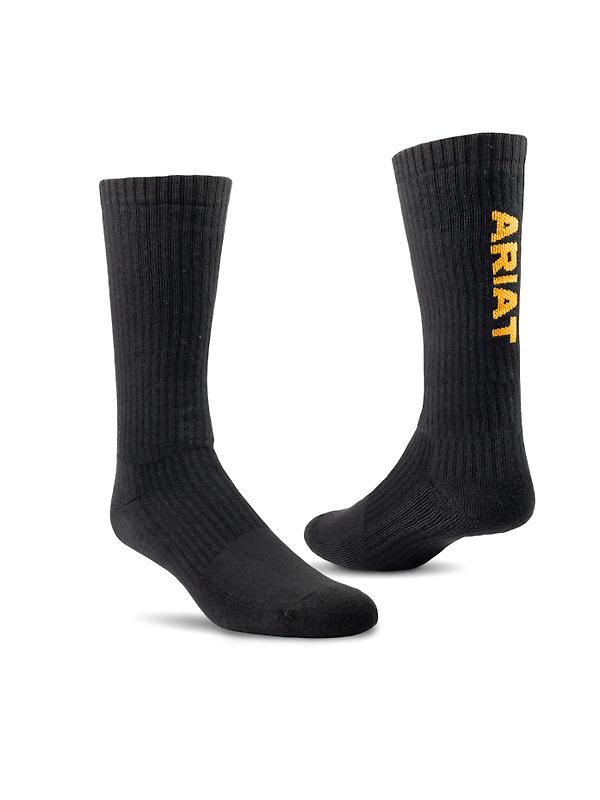 Ariat Men's Premium Ringspun Cotton Mid Calf 3 Pack Work Socks - Black Product Image