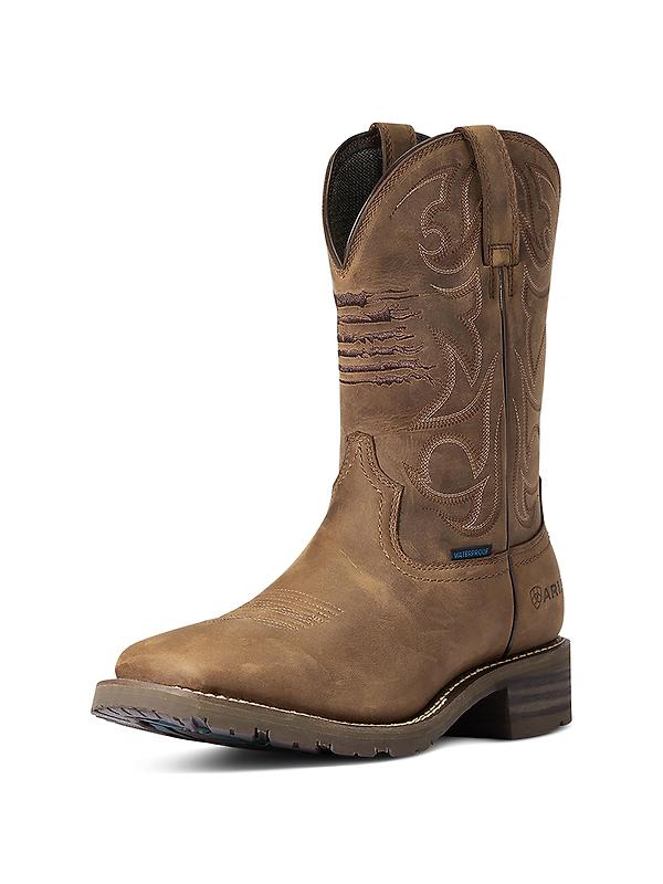 Ariat Men's Hybrid Patriot Waterproof Western Boots - Distressed Brown Image 1
