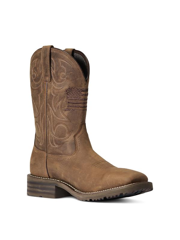 Ariat Men's Hybrid Patriot Waterproof Western Boots - Distressed Brown Image 3