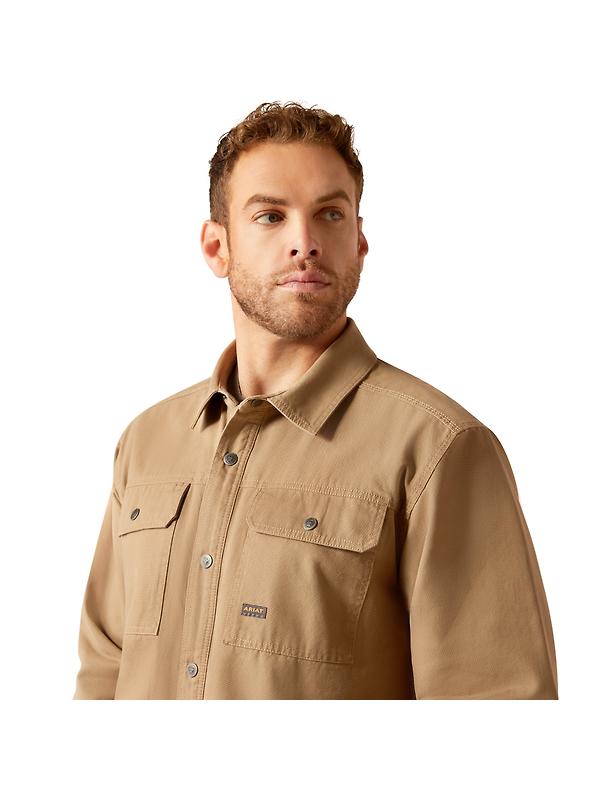 Ariat Men's Rebar Canvas Shirt Jacket - Khaki Image 4