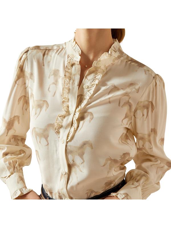 Ariat Women's Cricklade Blouse - Watercolor Horse Print Image 3