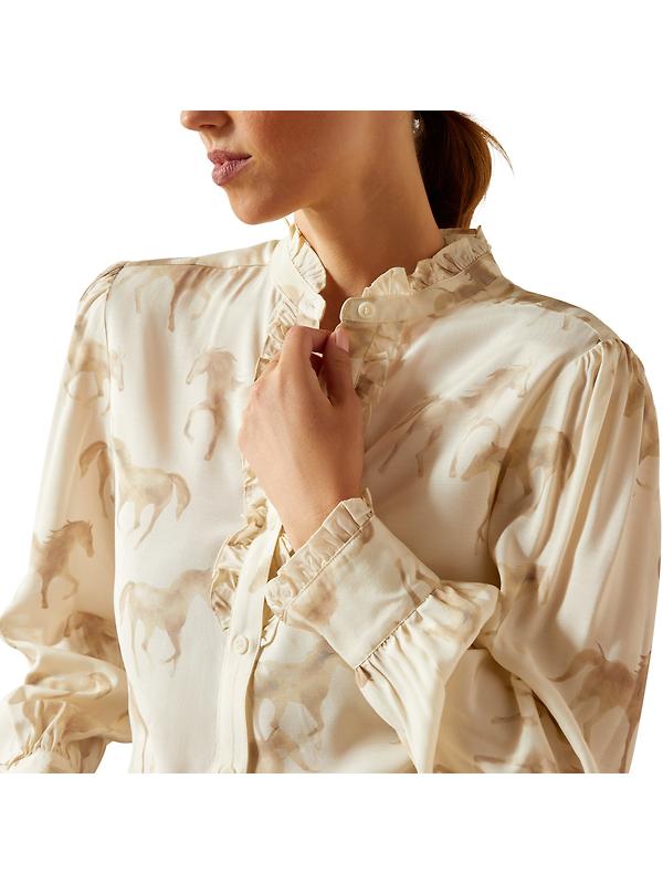 Ariat Women's Cricklade Blouse - Watercolor Horse Print Image 4