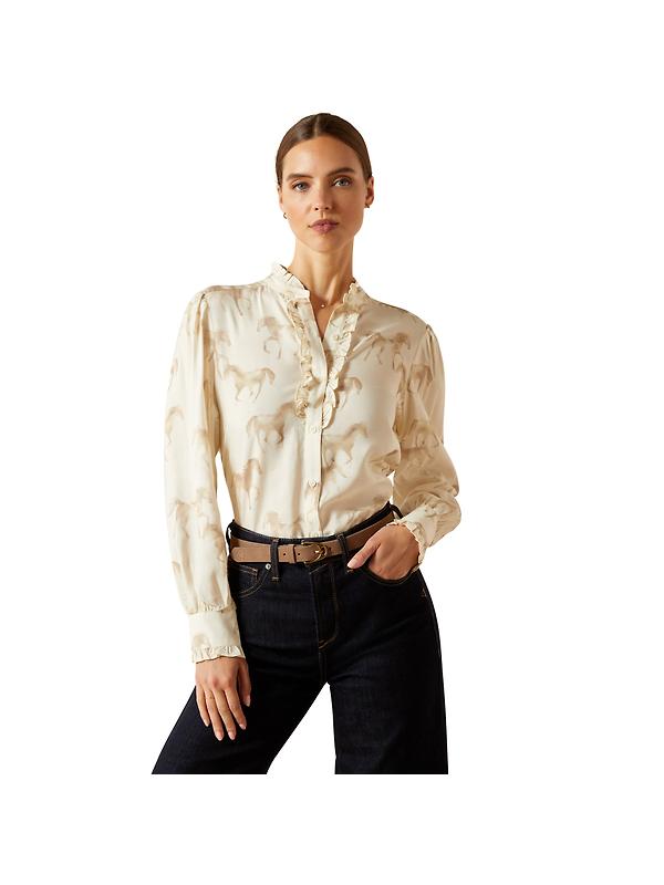 Ariat Women's Cricklade Blouse - Watercolor Horse Print Image 1