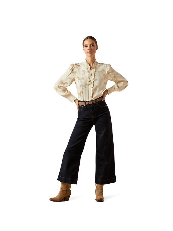 Ariat Women's Cricklade Blouse - Watercolor Horse Print Image 5