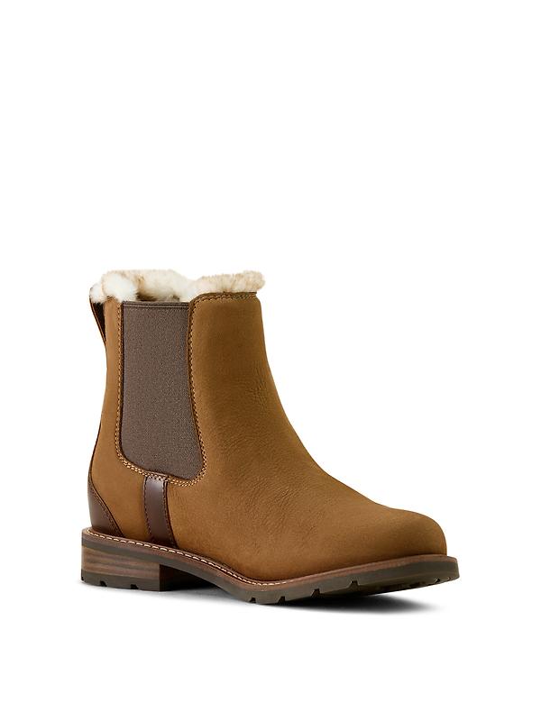 Ariat Women's Wexford Sherpa Waterproof Chelsea Boots - Amber Brown Image 4