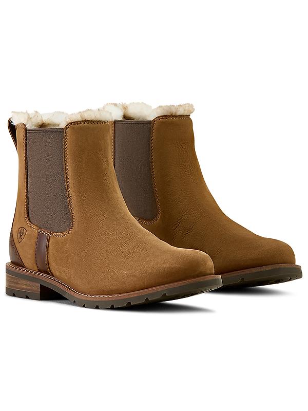 Ariat Women's Wexford Sherpa Waterproof Chelsea Boots - Amber Brown Image 1