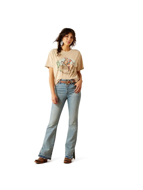Ariat Women's Ride On T-Shirt - Oyster Grey Mineral Wash Image 4
