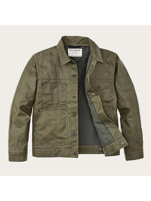 Filson Tin Cloth Short Lined Cruiser Jacket - Military Green Image 3