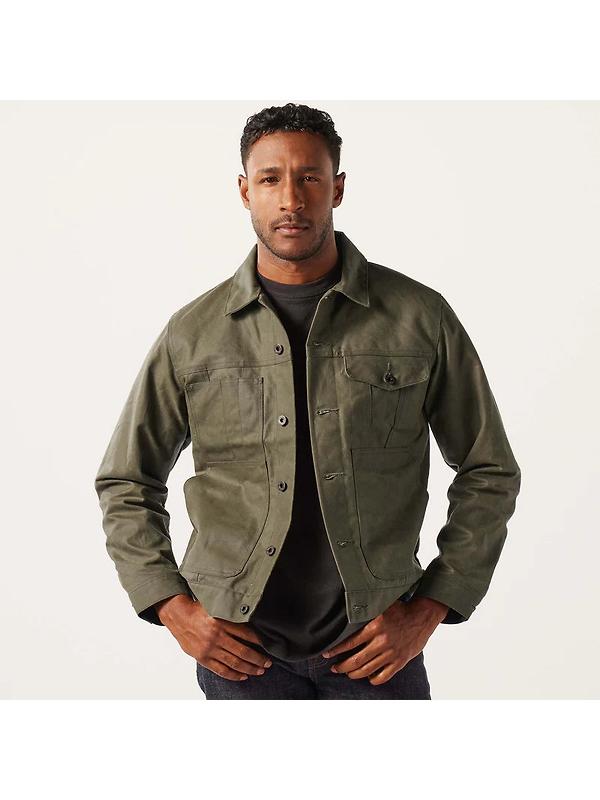 Filson Tin Cloth Short Lined Cruiser Jacket - Military Green Image 10