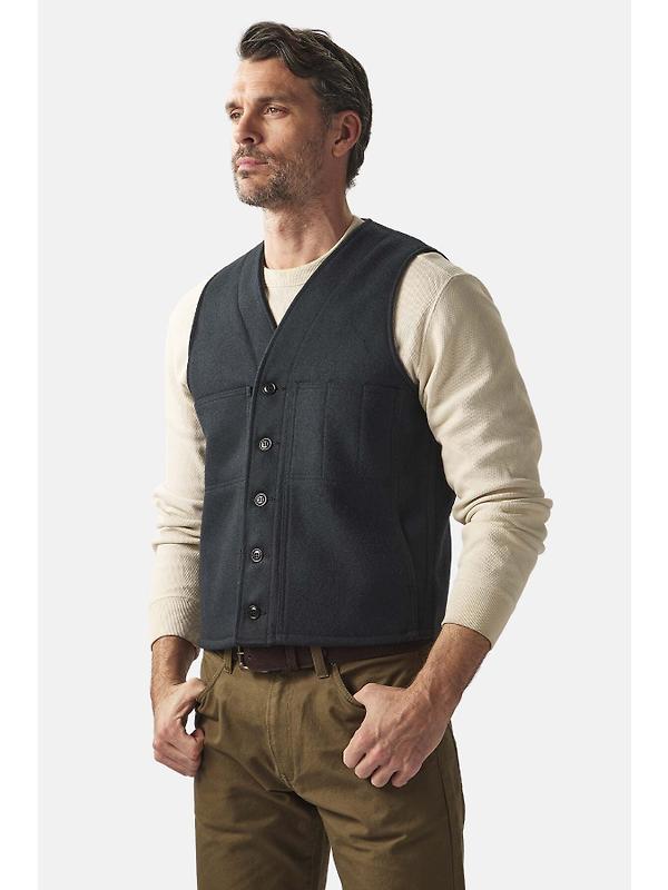 Filson Men's Mackinaw Wool Vest - Dark Navy Image 3