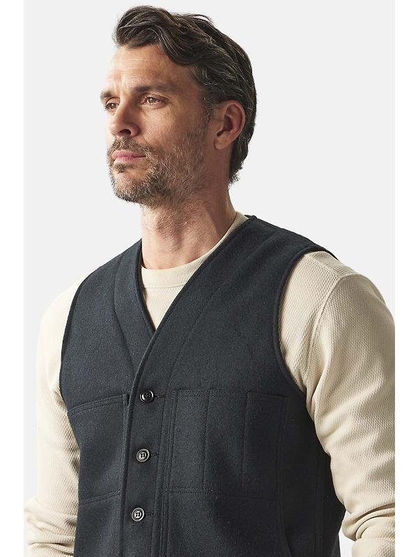 Filson Men's Mackinaw Wool Vest - Dark Navy Image 4