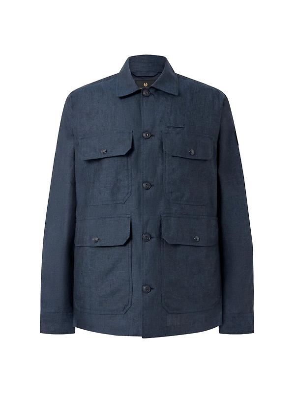 Belstaff Men's Tumbled Melange Linen Forge Jacket - Dark Ink Image 1