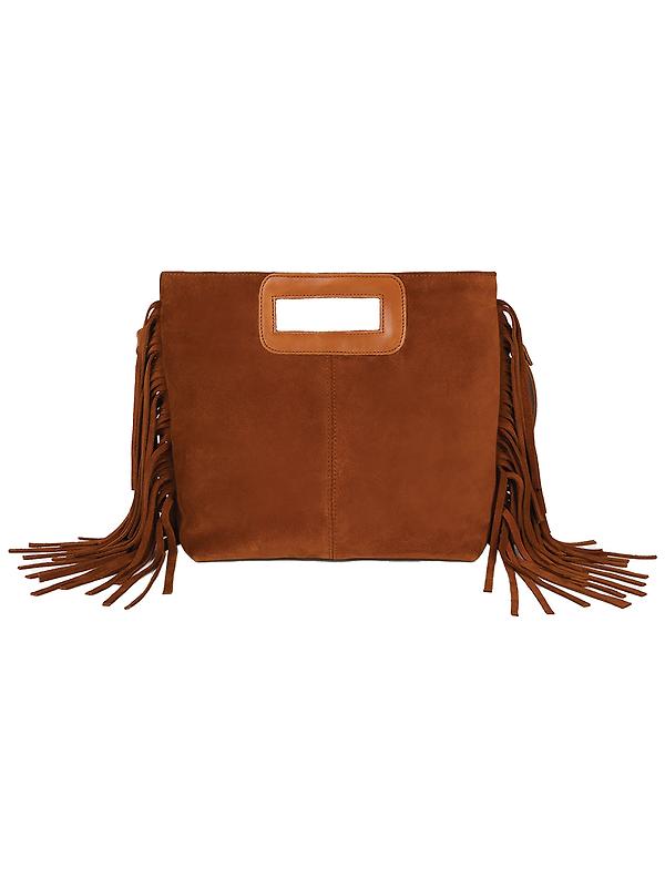 Penelope Chilvers Women's Fringe Handy Suede Bag - Chestnut Image 1