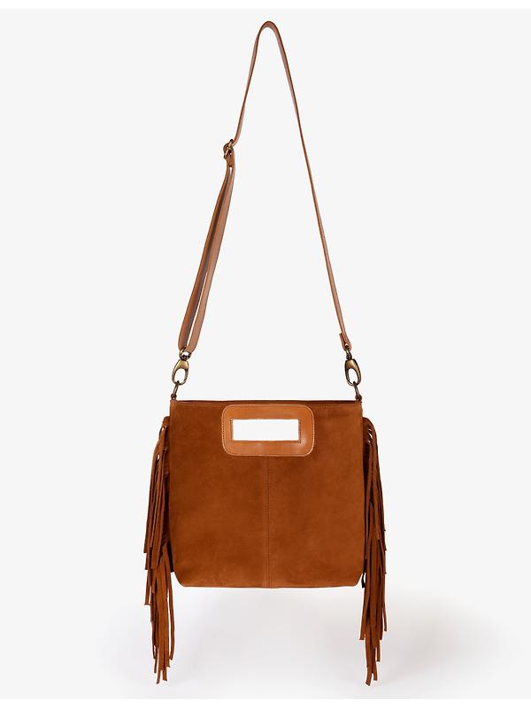 Penelope Chilvers Women's Fringe Handy Suede Bag - Chestnut Image 3