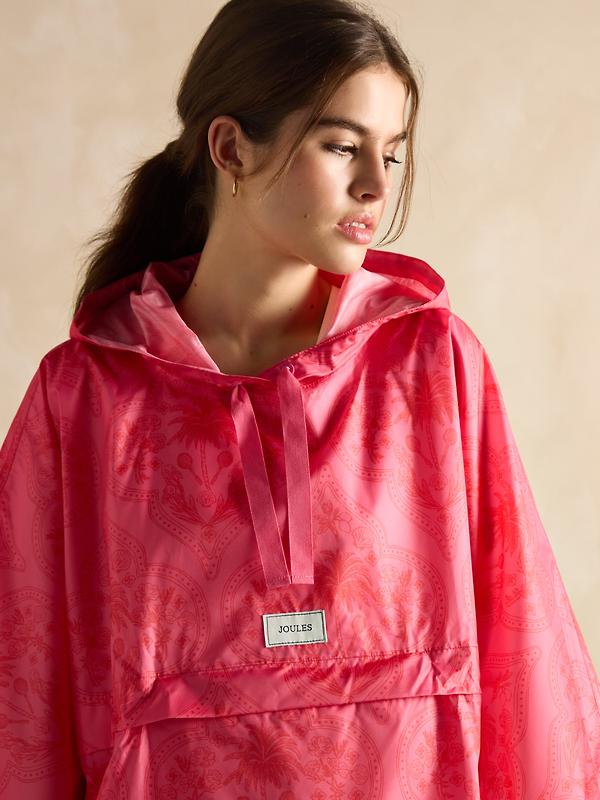 Joules Women's Elstow Packable Poncho - Pink Image 5