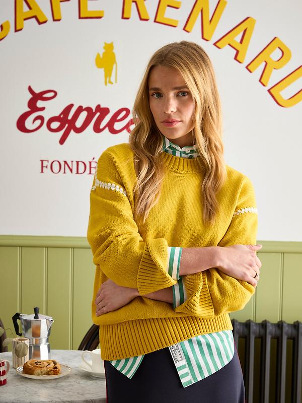 Joules Women's Alexandra Blanket Stitch Jumper - Yellow Image 2