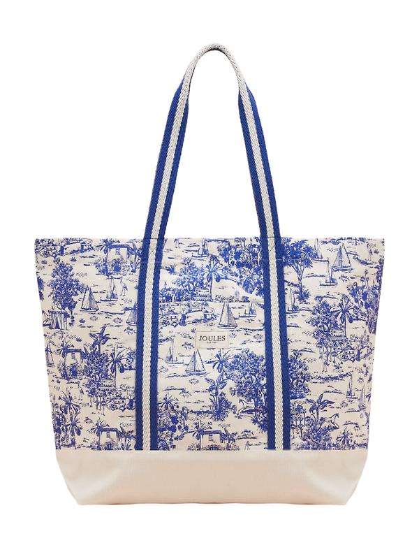 Product image of Joules Women's Promenade Canvas Beach Bag - Blue Toile