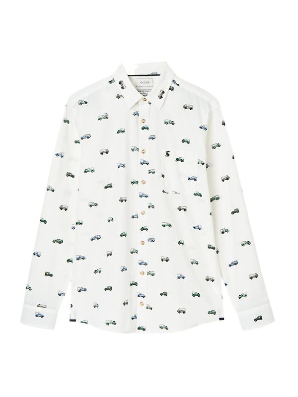 Product image of Joules Men's Invitation 'Land Rover' Cotton Shirt - White