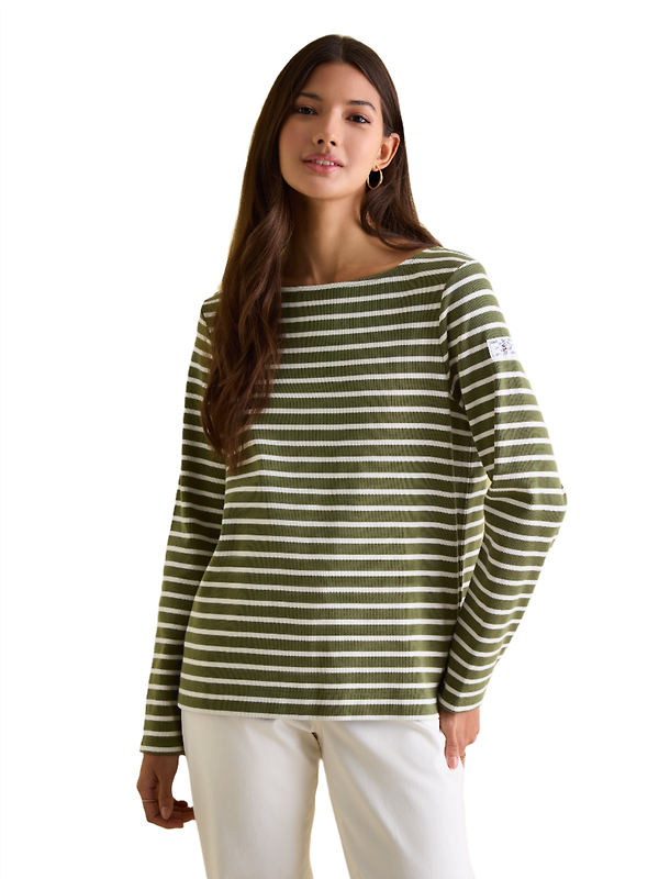 Joules Women's Harbour Long Sleeve Top - Green Stripe Image 3
