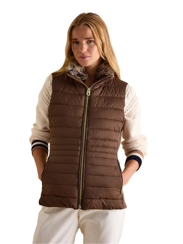 Joules Women's Beckley Padded Showerproof Gilet - Chestnut Product Image