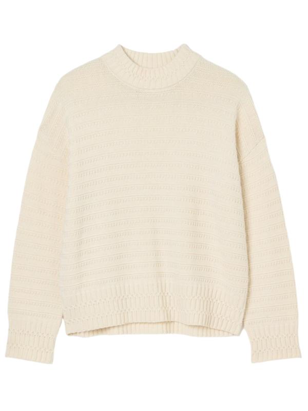 Joules Women's Bernie Crew Neck Textured Jumper - Cream Product Image