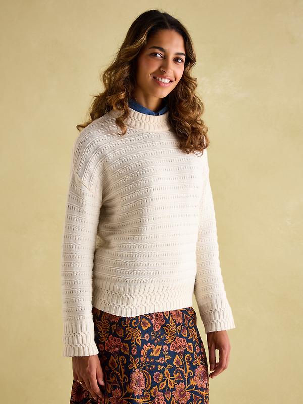 Joules Women's Bernie Crew Neck Textured Jumper - Cream Image 2