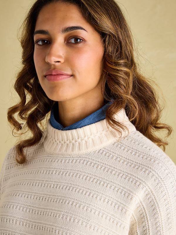 Joules Women's Bernie Crew Neck Textured Jumper - Cream Image 4