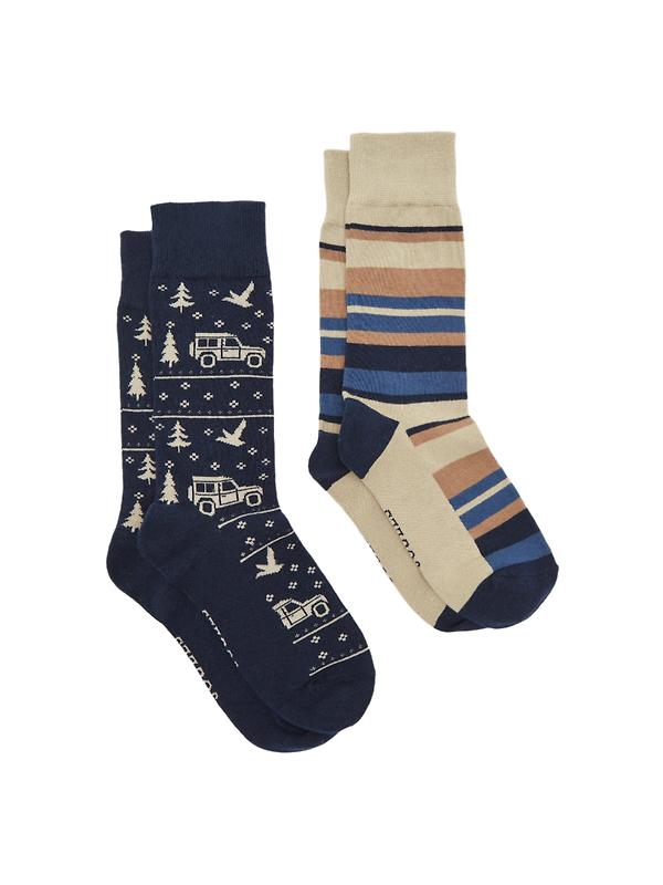 Joules Men's Kingsbury Socks 2 Pack UK 7-12 - Navy/Oatmeal Product Image