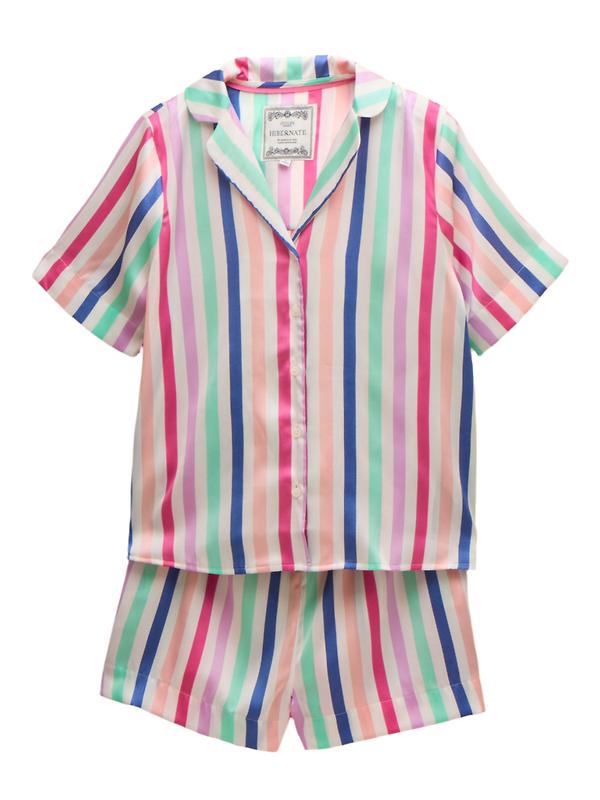 Joules Women's Natalia Satin Set - Multi Stripe Product Image