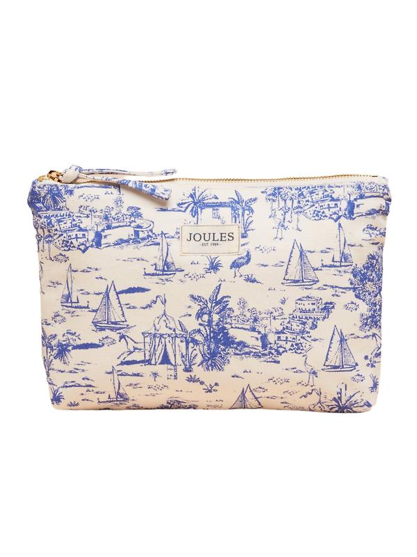 Product image of Joules Women's Carrywell Zip Pouch - Blue Toile