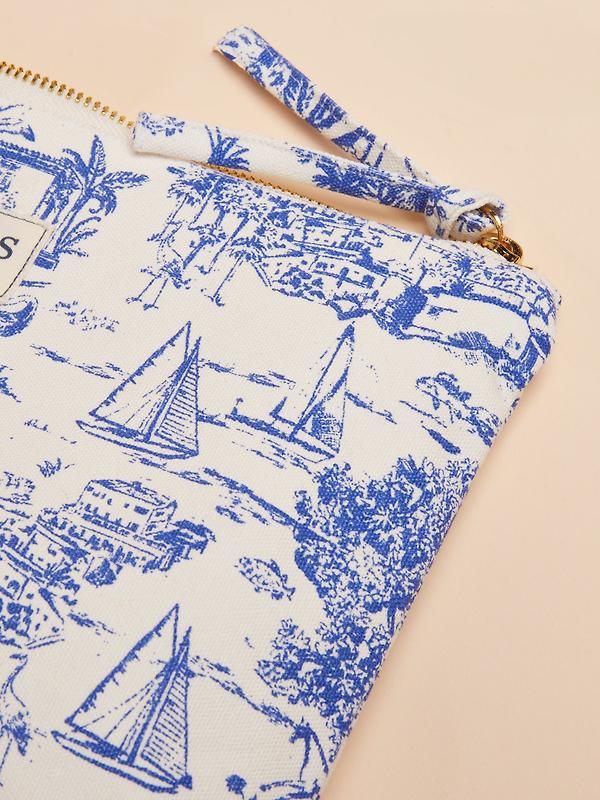 Joules Women's Carrywell Zip Pouch - Blue Toile Image 5